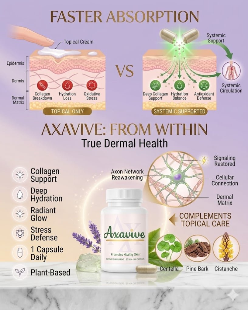 Infographic comparing Axavive’s deep systemic support to surface-level topical creams